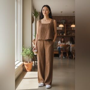 Tahari Brown Sleeveless Pantsuit